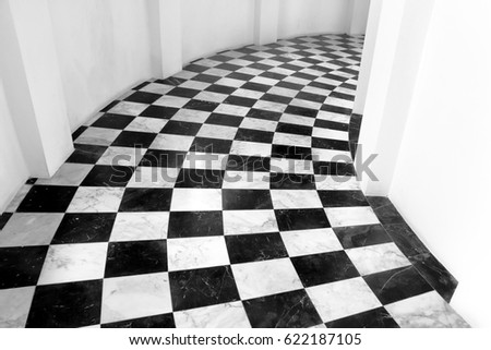 black and white checkered marble floor pattern