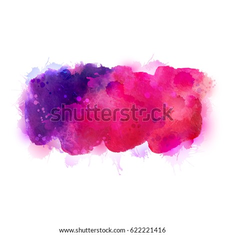 Purple, violet, lilac, magenta and pink watercolor stains. Bright color element for abstract artistic background.