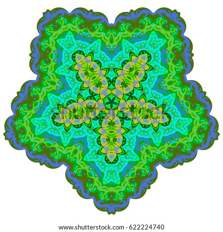 Indian ornament, kaleidoscopic floral pattern, mandala beautiful green mandala