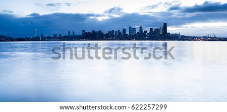 Elliot Bay in Seattle appears to be frozen in this long exposure picture.
