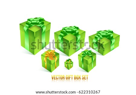 Realistic 3D illustration of colorful white and pink gift box with white ribbons and bows for celebrations, showers, special days. Vector set with grouped elements.