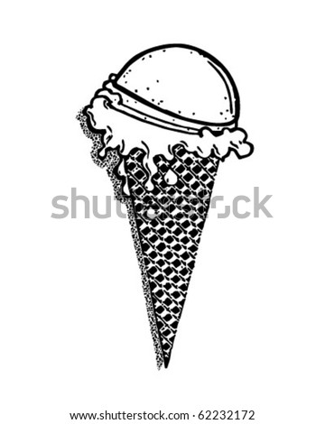 Ice Cream Cone - Retro Clipart Illustration