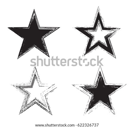 Set of grunge stars.Vector star symbol.