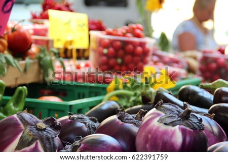 Detail of different vegetables in the market in Locarno, located at Ticino in Switzerland Royalty-Free Stock Photo #622391759
