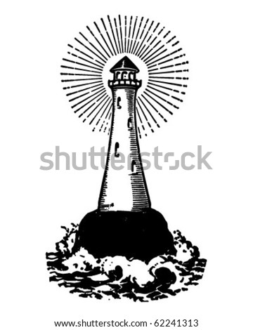 Lighthouse - Retro Clipart Illustration