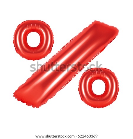 percent from red balloons on a white background. discounts and sales, holidays and education