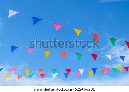 Party flags colorful celebrate abstract on sky background