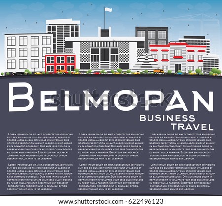 Belmopan Skyline with Gray Buildings, Blue Sky and Copy Space. Vector Illustration. Business Travel and Tourism Concept with Modern Architecture. Image for Presentation Banner Placard and Web Site.