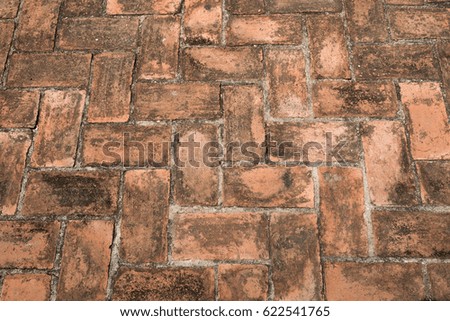 Pattern or texture of the old brick floor.