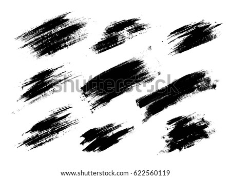 Set of black paint, ink brush strokes, brushes, lines. Vector dirty, grunge artistic design elements.