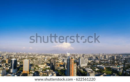 panorama of urban cityscape on blue sky - can use to display or montage on product