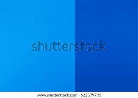 Blue and cyan color paper background. Top view