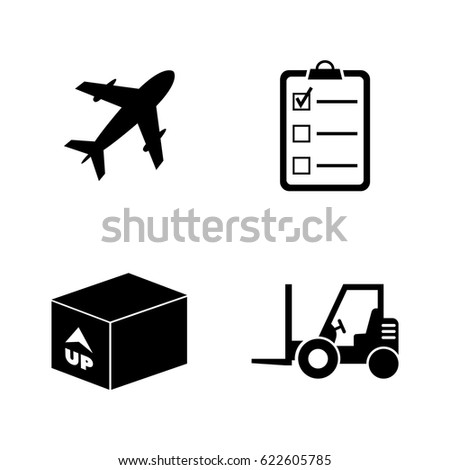 Cargo. Simple Related Vector Icons Set for Video, Mobile Apps, Web Sites, Print Projects and Your Design. Black Flat Illustration on White Background.