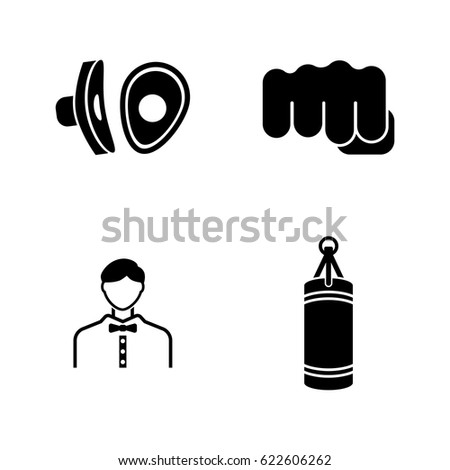 Boxing. Simple Related Vector Icons Set for Video, Mobile Apps, Web Sites, Print Projects and Your Design. Black Flat Illustration on White Background.