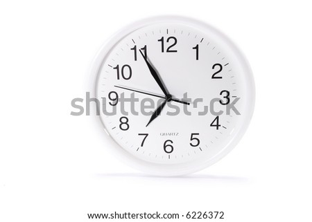 Clock Standing on White Background