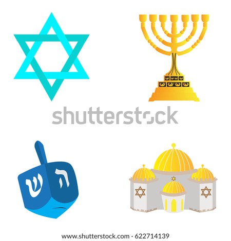Set of traditional jewish related objects, Vector illustration