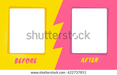 Template background before and after. Comics style design. Vector illustration Royalty-Free Stock Photo #622737851