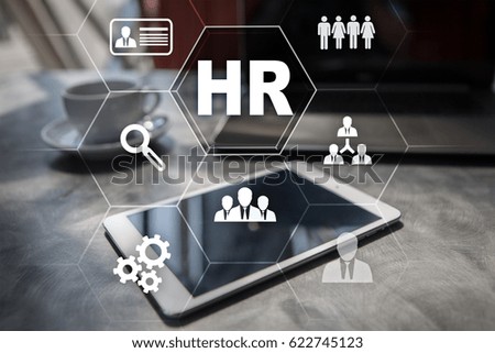 Human resource management, HR, recruitment, leadership and teambuilding. Business and technology concept. 