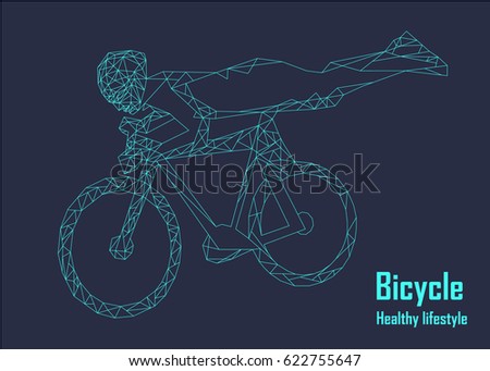 Cyclist performing tricks by bike. Vector background. Vector illustration.