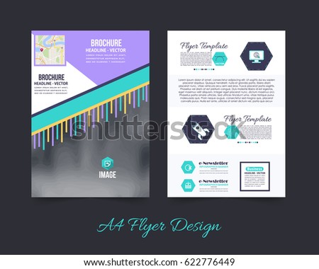A4 Flyer Front and Back Corporate Brochure, Textbook Cover. Image Add Feature Print Ready Business Pamphlet Design, Booklet Template