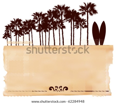 surf scene with old paper background