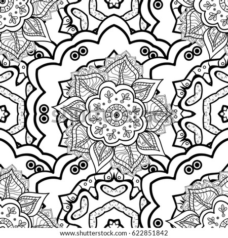 Vector ethnic pattern can be used for wallpaper, pattern fills, coloring books and pages for kids and adults. Background. Doodle background in vector with doodles, flowers and paisley.