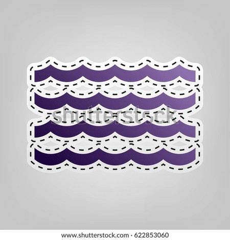 Wave icon. Vector. Violet icon with outline for cutting out at gray background.