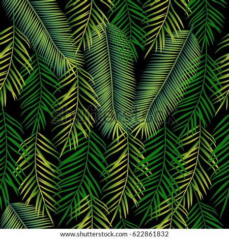 Seamless background with palm leaves. Jungle pattern