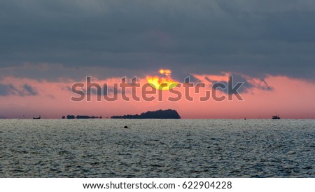 Sunset over sea in thailand