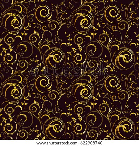 Seamless pattern with baroque ornamental elements. Vector illustration for web or print design, can be used for fabric, invitations, wallpapers, scrap-booking.