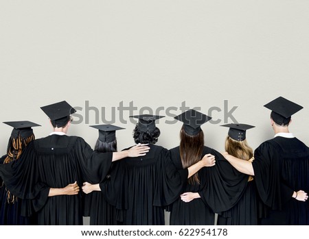 Backside View of Diverse Group Of Students Hugging Each Other