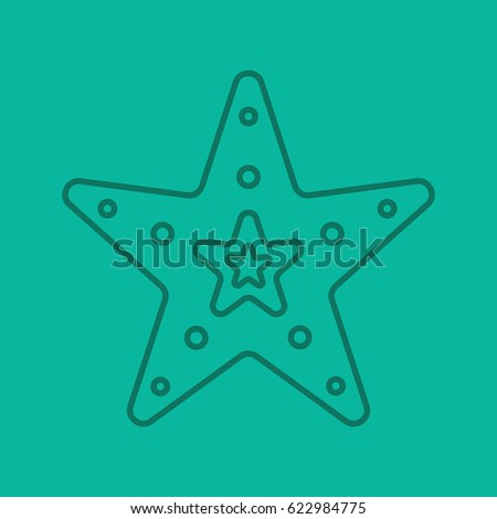 Sea star color linear icon. Thin line contour symbols on color background. Vector illustration