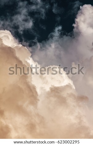 Cumulus thunderclouds in summer, vertical