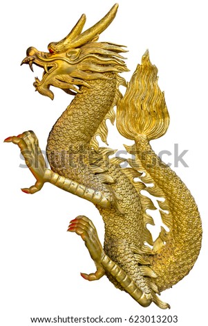 Golden Chinese dragon on isolate background