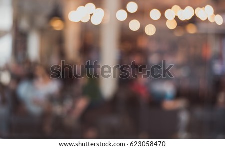 Blurred background : Customer at restaurant blur background with bokeh,customer in coffee shop background concept.,vintage tone.