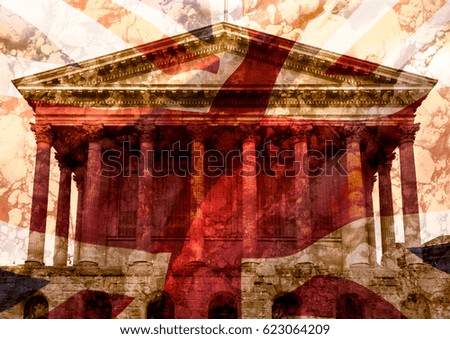 Artistic Vision of Birmingham Town Hall blended with Stone Texture and British Union Jack Flag Fine Art Shallow Depth of Field