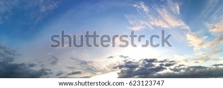 panorama blue sky and white clouds landscape nature background.