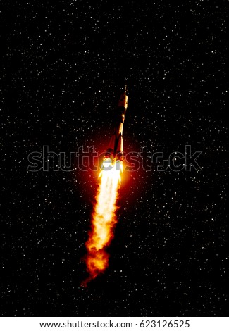 Space rocket in the outer space and stars. Star rocket launch. "The elements of this image furnished by NASA"
 Royalty-Free Stock Photo #623126525