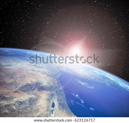 Earth and space. "The elements of this image furnished by NASA"
