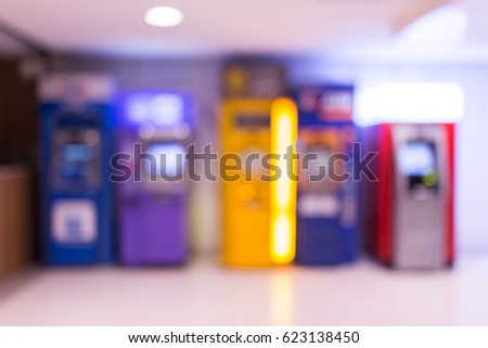 Blurred of ATM machine in Department store. for background usage.