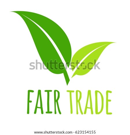 Fair trade, green leaves logo, vector