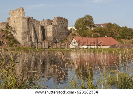 Photo shows a general view of Borotin castle ruins in the summer day.