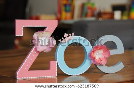 Handmade wooden letter name, Hand painted craft letters, Zoe nursery decor