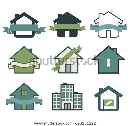 Real estate symbol house logos isolated on white