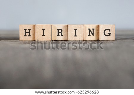 HIRING word made with building blocks