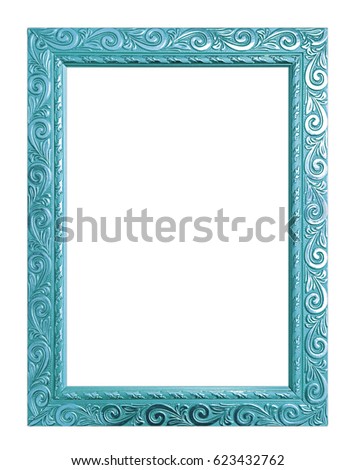 Antique blue frame isolated on white background, clipping path.
