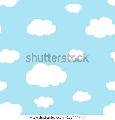 light blue sky white clouds pattern seamless vector