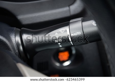 Car windshield wipers and washer switch control; Close-up view