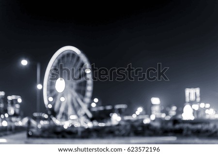 Abstract bokeh city light for background, Hong Kong with blue color