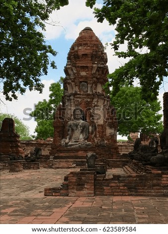 Wat Mahathat in Buddhist temple in Ayutthaya from thailand